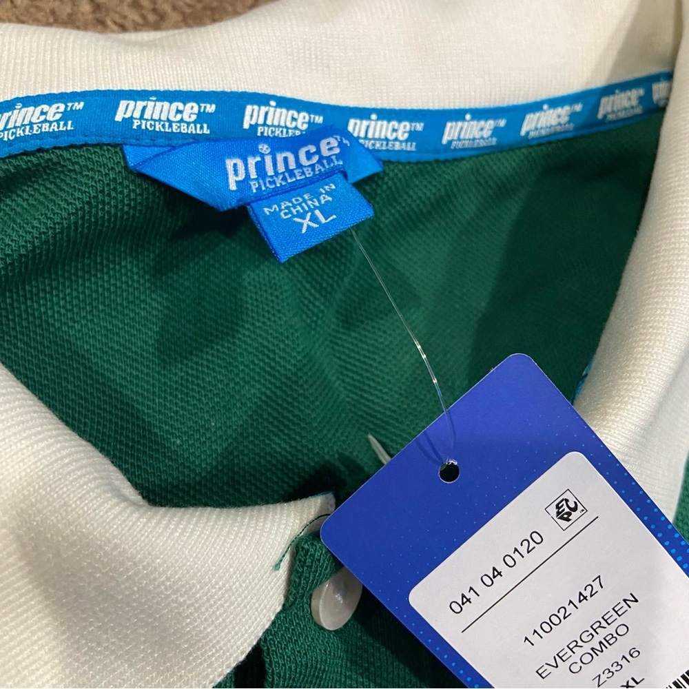 Prince Pickleball Polo Shirt White Blue Yellow Color Block Striped Men Size XL - Picture 3 of 4